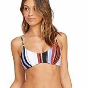 NWT!! Volcom Stripe Tease V-Neck Bikini Top Size Large